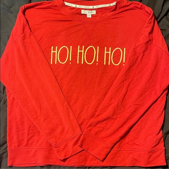 Rae Dunn Tops - Rae Dunn Festive Red Sweatshirt with Yellow Print